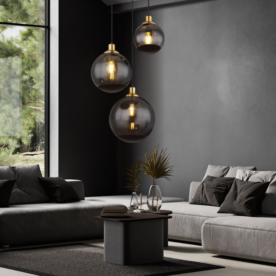 Hanging lamp glass modern pendant lamp living room smoked glass