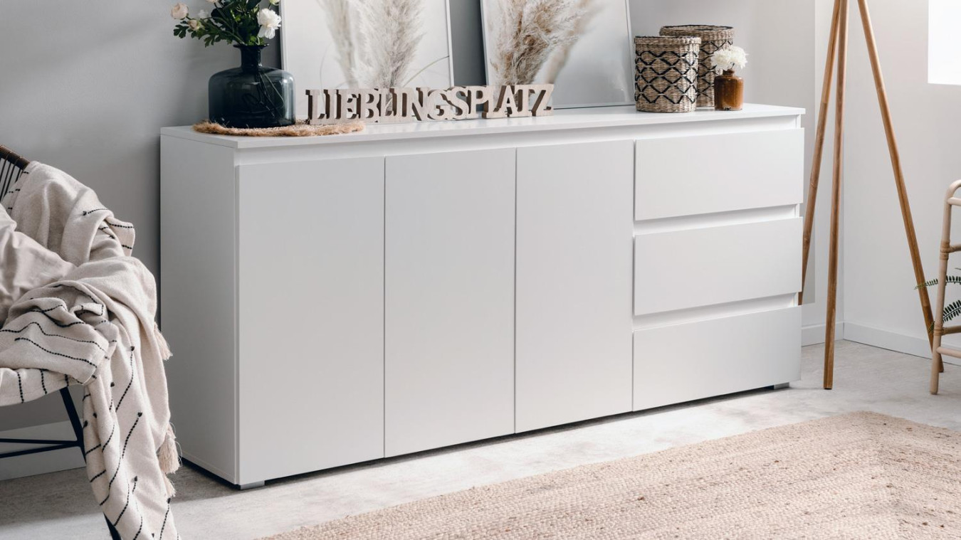 Sideboard BLANC Kommode Schrank MDF weiß mit Melamin