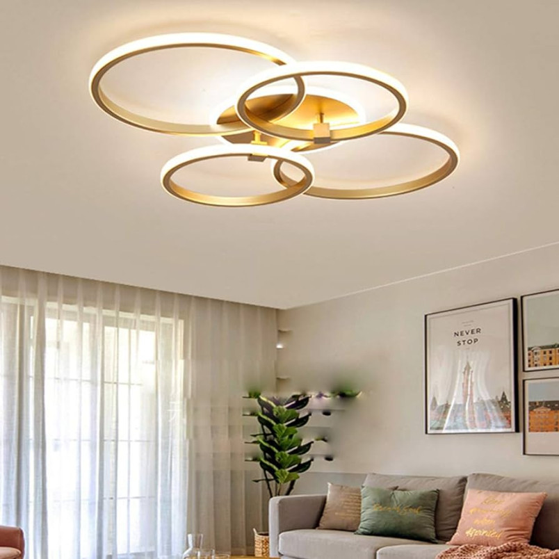 Wohnzimmerlampen LED Dimmbare Deckenleuchte Modern Chic Rund Ring Esstisch  Deko Deckenlampe Mit Fernbedienung Flur Decke Pendelleuchte für Landhaus