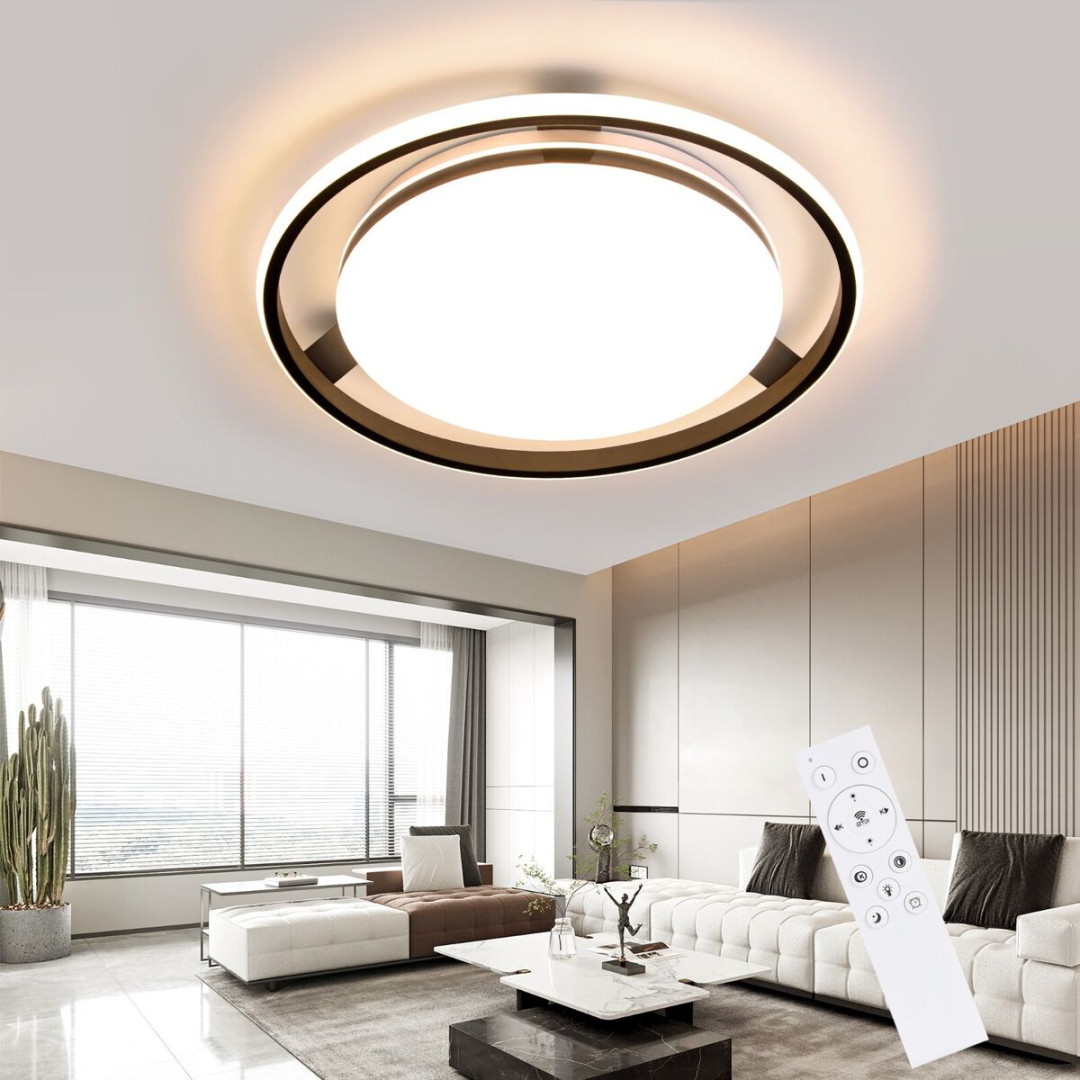 ZMH Modern Ceiling Lamp LED Ceiling Light Living Room - Dimmable Black  Round Des